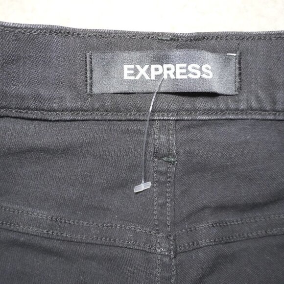 Express Womens Black Distressed Boot Cut High Rise Denim Jeans Size 2 Short - Picture 6 of 7